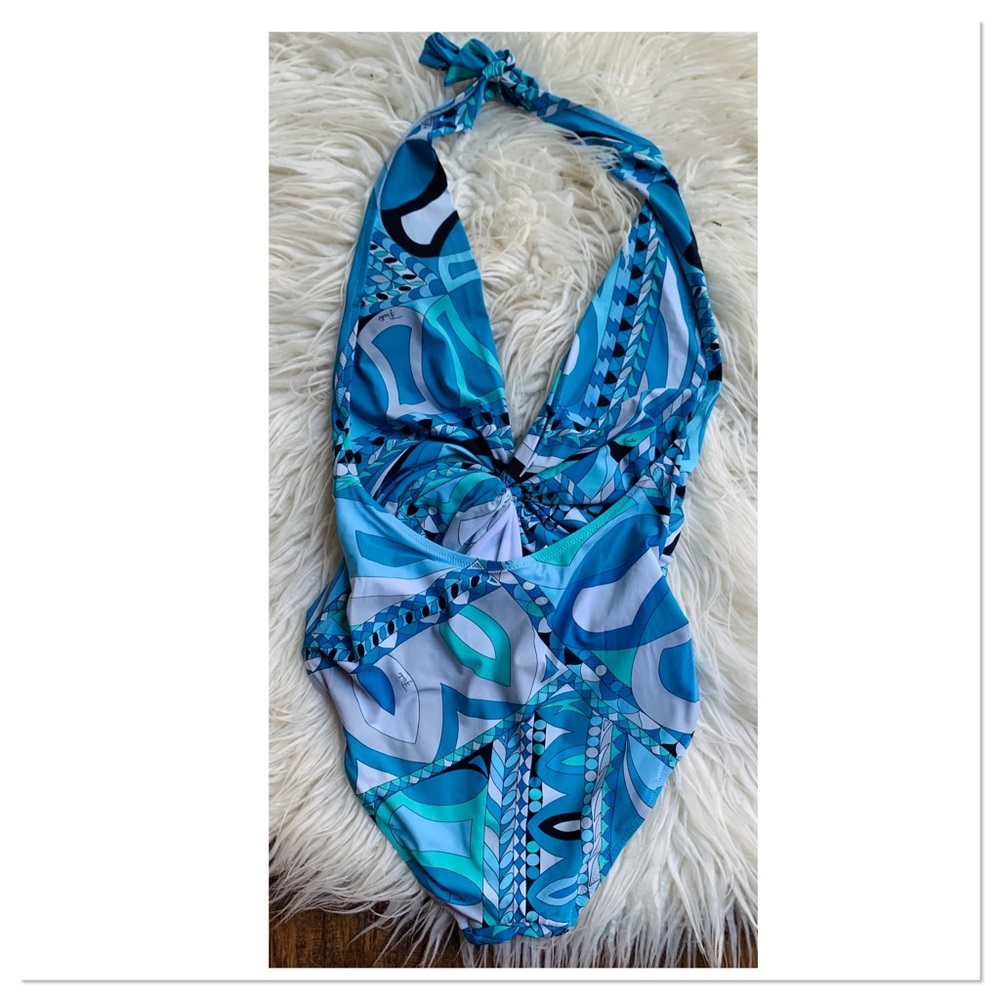 Emilio Pucci Blue Patterned One Piece Swimsuit - Picture 4 of 9